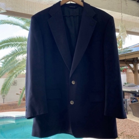 Burberrys Single Breasted 2 Buttons Blazer Navy Blue Jacket Size 42R - Picture 3 of 15